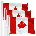 Load image into Gallery viewer, G128 3 Pack: Canada Canadian Flag 4x6 Ft LiteWeave Pro Series Printed 150D Polyester Country Flag, Vibrant Colors, Brass Grommets, Thicker and More Durable Than 100D 75D Polyester