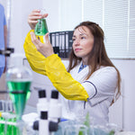 Load image into Gallery viewer, Yellow Disposable Arm Sleeves 18 Inch 100 Pack Waterproof Sleeve Elastic Wrists