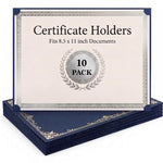 Load image into Gallery viewer, 10 Pack Single Sided Certificate Holders 8.5x11 Blue Award Certificate Folders with Silver Foil Border Cardstock Covers Letter Size Graduation Certificate Sleeves Protective Diploma Holders Bulk