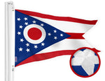 Load image into Gallery viewer, G128 Ohio OH State Flag 1x1.5 Ft StormFlyer Series Embroidered 220GSM Spun Polyester Embroidered Design, Indoor/Outdoor, Brass Grommets, Heavy Duty, All Weather