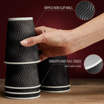 Load image into Gallery viewer, Insulated Disposable Coffee Cups with Lids & Straws 12 oz 100 Packs Black Cups