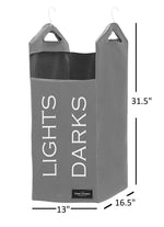 Load image into Gallery viewer, The Fine Living Co. Hanging Laundry Hamper Bag With 2 Strong Metal Removable Hangers For Closet Wide Open Top Hanging Closet Heavy Clothes Durable Space Saving Closet Laundry Bin (Dual Grey)
