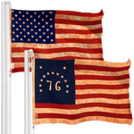 Load image into Gallery viewer, G128 Combo Pack: American USA TeaStained Flag 3x5 Ft & Bennington 76 TeaStained Flag 3x5 Ft Both LiteWeave Pro Series Printed 300D Polyester, Brass Grommets