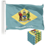 Load image into Gallery viewer, G128 5 Pack: Delaware DE State Flag 3x5 Ft LiteWeave Pro Series Printed 150D Polyester Indoor/Outdoor, Vibrant Colors, Brass Grommets, Thicker and More Durable Than 100D 75D Polyester