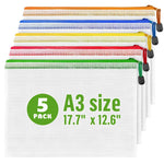 Load image into Gallery viewer, 5 Pack A3 Mesh Storage Bags with Zipper for Board Games Puzzles Mesh Bag with Zipper Plastic Mesh Zipper Pouch Document Bag Large Zip Pouch Board Game Storage Bags Waterproof Zipper Pouch