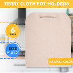 Load image into Gallery viewer, Terry Cloth Pot Holders for Kitchen 9 x 12 Inch Pack of 6 Natural Color Hot Pads for Kitchen Washable Pot Holder with Hand Hole Thick Cotton 460 F Heat Resistant Pot Holders