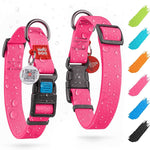 Load image into Gallery viewer, Waterproof Dog Collar Adjustable 17–28 in Neck x 1 3/5 in Wide Buckle & QR Tag Pink