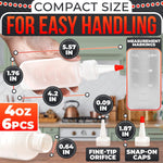 Load image into Gallery viewer, 6 Pack 4oz Small Squeeze Bottles for Liquids – Clear Condiment Squeeze Bottles for Sauces Ketchup Mustard Oil Syrups and Dressings with Measuring Scale – Easy to Use & Leak Proof