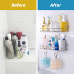 Load image into Gallery viewer, 2 Pack Silver Adhesive Shower Caddy Shower Shelf Organizer for Bathroom Organization with Hooks SUS304 Stainless Steel