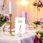 Load image into Gallery viewer, 10 Pack Table Number Holders for Wedding Gold Place Card Holder Table Sign Holders Picture Photo Holders for Tables Mini Table Number Stands Gold Small Gold Table Number Holders Clip Stand
