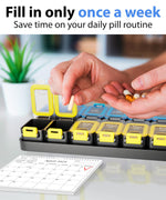 Load image into Gallery viewer, Pill Organizer AM PM Yellow Blue