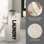 Load image into Gallery viewer, 82L Large Laundry Basket Beige Collapsible Hamper with Handles Double Layer Waterproof Fabric Dirty Clothes Basket Foldable Freestanding Bin Laundry Hamper for Dorm Bathroom & Bedroom