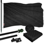 Load image into Gallery viewer, 6 Feet Tangle Free Spinning Flagpole (Black) All Black USA American Flag Brass Grommets Embroidered 3x5 ft (Flag Included) Aluminum Flag Pole