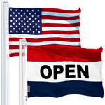 Load image into Gallery viewer, G128 Combo Pack: American USA Flag 2x3 Ft & Open Flag 2x3 Ft Both LiteWeave Pro Series Printed 150D Polyester, Brass Grommets