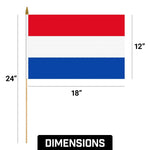 Load image into Gallery viewer, 30 Pack Handheld Netherlands Dutch Stick Flags 12x18 In Printed 150D Polyester