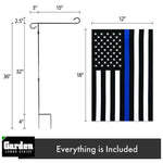 Load image into Gallery viewer, G128 Combo Pack: Garden Flag Stand Black 36x16 Inch & Garden Flag Thin Blue Line 12x18 Inch