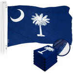 Load image into Gallery viewer, G128 5 Pack: South Carolina SC State Flag 4x6 Ft ToughWeave Series Embroidered 300D Polyester Embroidered Design, Indoor/Outdoor, Brass Grommets