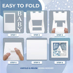 Load image into Gallery viewer, Baby Shower Boxes with Letters 44 Pcs White Boxes with White Dusty Blue Light Blue and Confetti Balloons Gender Reveal & Party Decoration Set by