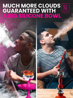 Load image into Gallery viewer, 4 Hose Hookah set with everything Pink Mini Hookah with 50x Foil Silicone Bowl