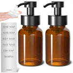 Load image into Gallery viewer, 2Pcs Amber Glass Foaming Soap Dispenser 8.5 oz Amber Glass Soap Dispenser with Pump Compatible with Hand Soap Dish Soap Shampoo and Gel Durable Stylish & Refillable for Bathroom and Kitchen