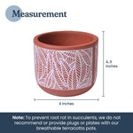 Load image into Gallery viewer, 4 Inch Terracotta Pot with White Leaf Pattern Boho Ceramic Planter Clay Pots for Indoor Plants Succulent Planter with Drainage Hole and Mesh Net Garden & Home Decor