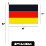 Load image into Gallery viewer, G128 24 Pack Handheld Germany German Stick Flags 12x18 In Printed 150D Polyester, Country Flag, Solid Wooden Stick, Spear Gold Tip