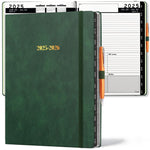 Load image into Gallery viewer, 2025 2026 HARDCOVER Leather Planner Weekly & Monthly 8.5x11 Inches Academic Planner Business Personal or Student Pen Holder Thick Paper July 2025 June 2026 (Dark Green)