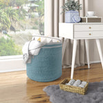 Load image into Gallery viewer, Large Recycled Cotton Rope Basket Blanket Storage Basket Pillows Toys Towels Laundry and Living Room Organization 15.8x13.8 Inches Eco friendly & Decorative Basket Blue