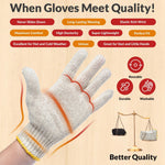 Load image into Gallery viewer, 12 pairs String Knit Work Gloves 10 Inch Cotton and Polyester String Knit Gloves. Reusable Roping Gloves for Men and Women with Yellow Line.