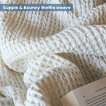 Load image into Gallery viewer, The Fine Living Co. 100% Cotton Waffle Weave Throw Blanket Lightweight Soft and Breathable Throw Blanket for All Season Skin Friendly Blanket for Couch Bed Sofa 50”x60” inches Ivory