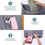 Load image into Gallery viewer, The Fine Living Co. X Large Hanging Laundry Hamper with Over Door Hooks & Adhesive Durable Space Saving Laundry Bag with Zipper and Wide Open TopHanging Dorm Laundry Hamper 20 x3.75 x31 (Grey XL)