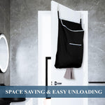 Load image into Gallery viewer, The Fine Living Co. Large Hanging Laundry Hamper with Over Door Hooks & Adhesive Durable Space Saving Laundry Bag with Zipper and Wide Open Top Hanging Dorm Laundry Hamper 18 x4.75 x28 (Black L)