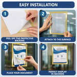 Load image into Gallery viewer, 12 Pack Magnetic Sign Holder 8.5 x 11 inch with Adhesive Back Gold Magnetics Poster Frame Magnetic Paper Holder Reusable Adhesive Frames Magnet Frame for Wall Windows Magnet Document Holders