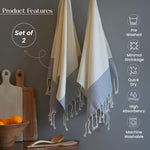 Load image into Gallery viewer, The Fine Living Co. Turkish Hand Towels Set of 2 100% Cotton Kitchen and Bathroom Hand Towels Decorative Hand Towels for Bath Guest Face Hair Tea Dishcloth 40”x18” (White & Blue)