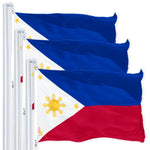 Load image into Gallery viewer, G128 3 Pack: Philippines (Philippine) Flag 3x5 feet Printed 150D Indoor/Outdoor, Vibrant Colors, Brass Grommets, Quality Polyester, Much Thicker More Durable Than 100D 75D Polyester