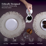 Load image into Gallery viewer, The Fine Living Co. Braided Cotton Placemats (Set of 6 15 Inches) with 6 Free Coasters Washable Anti Slip Heat Resistant Mats Boho Woven Round Table Mats for House Decor Kitchen and Dining