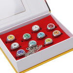 Load image into Gallery viewer, Naruto Akatsuki Rings Set 10pcs With Chain Cosplay Itachi Sharingan Box Anime