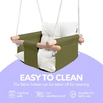 Load image into Gallery viewer, Canvas Baby Swing Wooden Hanging Swing Seat Chair with Safety Belt Durable Baby Swing Chair Outdoor and Indoor Swing for Kids Mounting Hardware Included Green