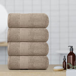 Load image into Gallery viewer, 4 Pack Taupe Resort Collection Soft Bath Towels 28x55 in Plush Absorbent Cotton