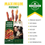 Load image into Gallery viewer, Triple Flavor Dog Rawhide Treats Duck & Chicken Human Grade Meat Natural & Organic Pet Dried Snacks Grain Free Long Lasting Chews for Large & Small Dogs Best Sticks for Healthy Teeth