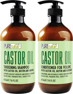 Load image into Gallery viewer, Castor Oil Shampoo and Conditioner Set 16 Fl Oz Set of 2 Sulfate Free Volume Thickening Products for Fine Thinning Hair Anti Breakage and Volumizing Thick Professional Salon Formula