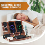 Load image into Gallery viewer, Wood Phone Docking Station Natural Ash Phone Key Holder Wallet Watch Stand Gift