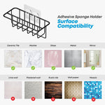 Load image into Gallery viewer, Adhesive Kitchen Sink Sponge Holder Dish Cloth Hanger Soap Holder 2 in 1 Kitchen Sink Caddy 304 Stainless Steel Rust Proof Water Proof No Drilling (Black)