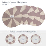 Load image into Gallery viewer, The Fine Living Co. Pinwheel Printed Cotton Braided Placemats (Set of 6 13.5 Inches) Washable Anti Slip Heat Resistant Mats Boho Woven Round Table Mats for House Decor Kitchen and Dining