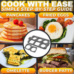 Load image into Gallery viewer, Silicone Egg Rings for Frying Eggs 16.5 x8.9 inch 6 Ring Removable Silicone Egg Molds for Griddle 12 Shapes 6 Round & 6 Square Non Stick & Heat Resistant Ergonomic Handles for Easy Cooking