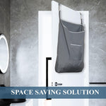 Load image into Gallery viewer, The Fine Living Co. X Large Hanging Laundry Hamper with Over Door Hooks & Adhesive Durable Space Saving Laundry Bag with Zipper and Wide Open TopHanging Dorm Laundry Hamper 20 x3.75 x31 (Grey XL)