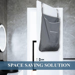 Load image into Gallery viewer, The Fine Living Co. X Large Hanging Laundry Hamper with Over Door Hooks & Adhesive Durable Space Saving Laundry Bag with Zipper and Wide Open TopHanging Dorm Laundry Hamper 20 x3.75 x31 (Grey XL)