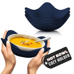 Load image into Gallery viewer, 4 Pcs Microwave Bowl Cozy Holders – Deep Navy Blue Microwave Bowl Holders for Hot Food Protect Hands from Hot Dishes – Soft & Heat Resistant Fabric for Safe Heating & Convenient Use in the Kitchen