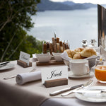 Load image into Gallery viewer, 12 Pack Wood Place Card Holder Small Place Card Holders for Table Brown Table Number Holders for Wedding Table Sign Holders Picture Wooden Photo Holders for Tables Mini Place Card Stands