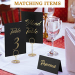 Load image into Gallery viewer, Black Table Numbers 1 30 for Wedding Reception with Gold Foil Table Number Cards 4x6 with Head & Gift Table Restaurant Table Numbers Wedding Numbers for Tables Card Stock Wedding Table Numbers